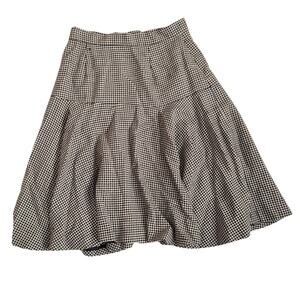 Vintage 90s black white pleated houndstooth a line skirt size 10